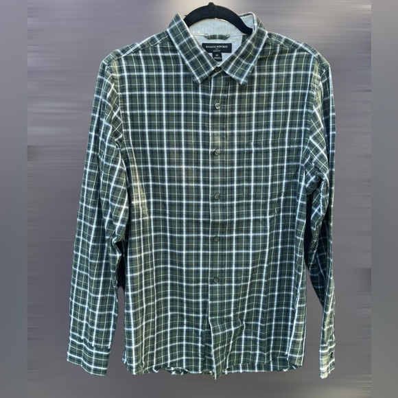 👔 2 FOR $20 👔 Banana Republic Green Men’s Dress Shirt - Slim Fit - Picture 1 of 9